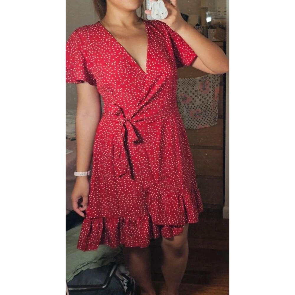 NWT Red Wrap Dress Free Size